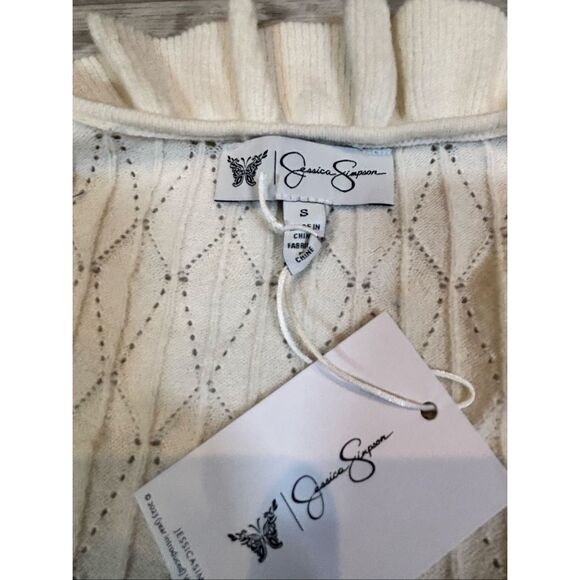 Jessica Simpson cream ruffled sweater size S - Picture 9 of 10